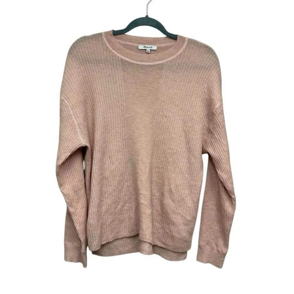 Madewell blush pink soft alpaca crew neck light weight sweater size medium